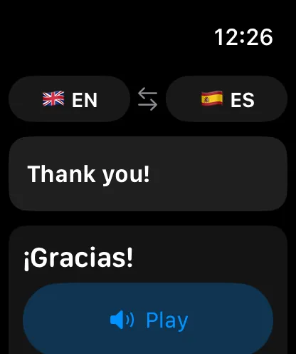 Spanish translation on Apple Watch
