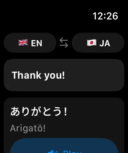 Japanese translation on Apple Watch